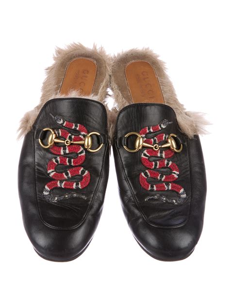 gucci princetown lofers with fur and snake embroidery size 11.5|Gucci Women's Princetown Leather Slippers .